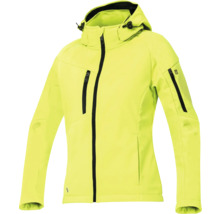 Veste softshell jaune avec capuche et fermetures éclair noires