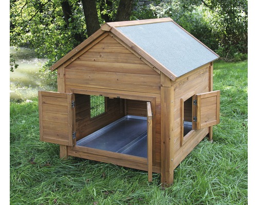 Kleintierstall für Hühner oder Kaninchen 105 x 100 x 108 cm Holzkaninchenstall mit zwei offenen Türen im Garten