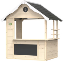 Cabane de jeu en bois avec tableau noir et comptoir