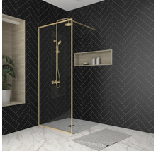 Paroi de douche à l'italienne Aurlane Golden Edge 90 x 200 cm profilé doré verre transparent réversible