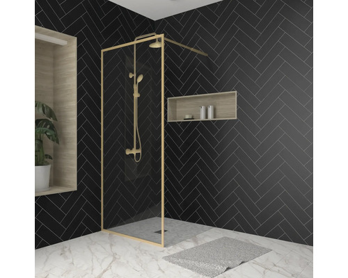 Walk In Aurlane Golden Edge 90 x 200 cm Profil gold Klarglas Reversibel