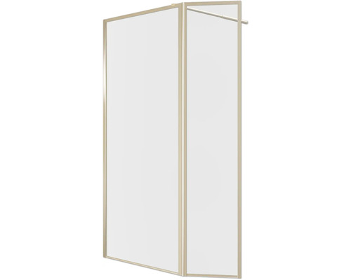 Walk In mit Klappwand Aurlane Golden Edge 90 + 40 x 200 cm Profil gold Klarglas Reversibel