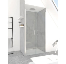 Porte de douche en niche avec porte battante Aurlane Silver Calm 90 x 200 cm profilé chrome verre transparent