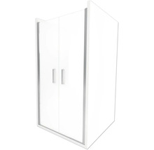 Porte de douche en niche avec porte battante Aurlane Silver Calm 90 x 200 cm profilé chrome verre transparent