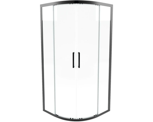 Eckdusche mit Glastüren und Griffen