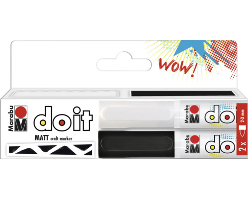 Marqueur Marabu DO IT craft marker mat noir blanc 2x 2-3 mm Marabu Do It Matt set de marqueurs de loisirs créatifs avec deux marqueurs