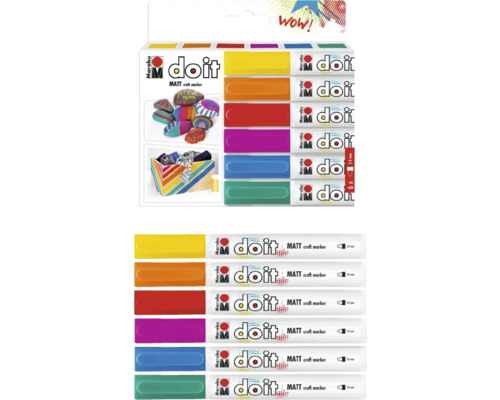 Marabu Do it Set de marqueurs, six pièces, avec une largeur de trait d''environ 2 à 3 millimètres