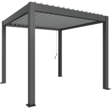 Freistehende graue Pergola mit verstellbarem Lamellendach für den Außenbereich