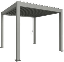 Freistehende graue Pergola mit verstellbaren Lamellen für den Garten