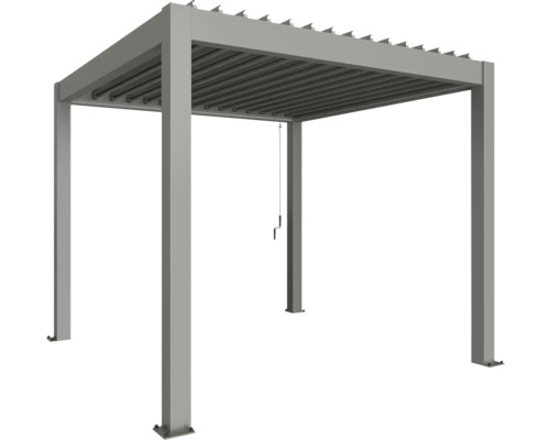 Pergola grise autoportante avec lames réglables pour le jardin