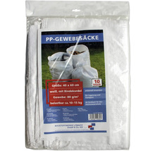Sac en tissu/Sac à sable avec lien PP-plastique blanc 60 cm x 40 cm paquet = 10 pces