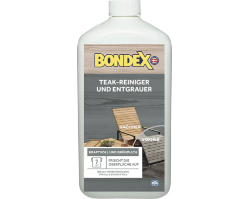 Nettoyant et dégriseur pour teck Bondex dans une bouteille en plastique