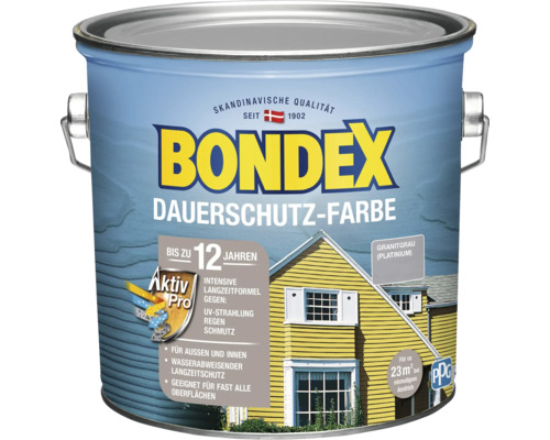 Peinture de protection durable pour bois BONDEX platine 2,5 l Pot de peinture Bondex, peinture de protection longue durée, gris granit