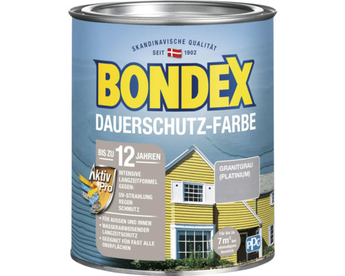 Peinture de protection durable pour bois BONDEX platine 750 ml Peinture de protection longue durée Bondex, gris granit, pot