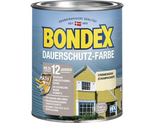 Peinture de protection durable pour bois BONDEX blanc crème champagne 750 ml Peinture de protection durable pour bois BONDEX blanc crème champagne 750 ml