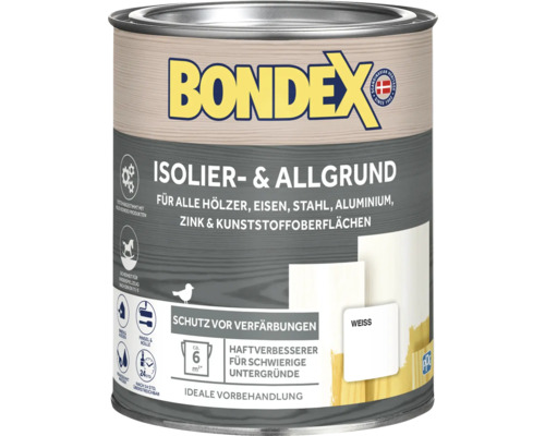 Peinture d''isolation et universelle Bondex pour bois, fer, acier, aluminium, zinc et surfaces en plastique, teinte blanc