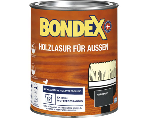 bondex Holzlasur anthrazit 0,75 l