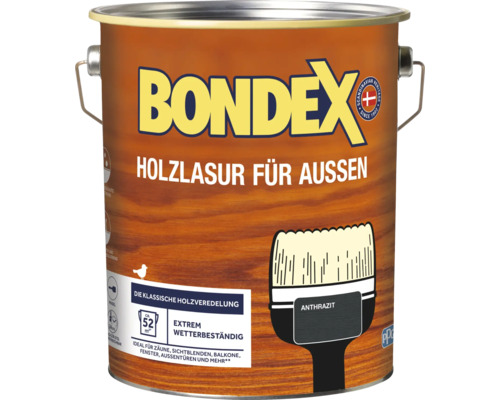 Lasure pour bois BONDEX anthracite 4 l Lasure pour bois extérieur Bondex en seau