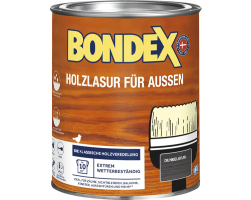 Lasure pour bois BONDEX gris foncé 750 ml