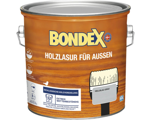 Lasure pour bois BONDEX bleu clair/gris 2,5 l