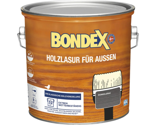 BONDEX Holzlasur dunkelgrau 2,5 l