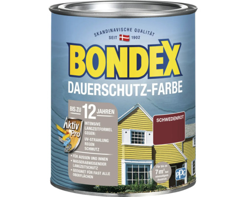 Peinture de protection durable pour bois BONDEX rouge suède 750 ml