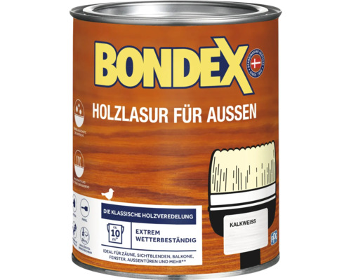 Lasure pour bois BONDEX blanc calcaire 750 ml Lasure pour bois extérieur de Bondex dans un seau métallique