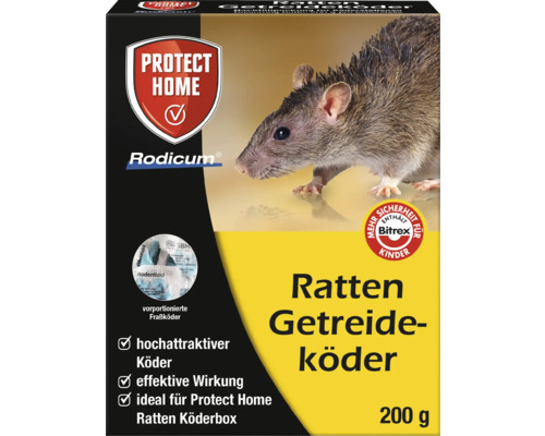 Rattenköder Getreideköder Protect Home Rodicum 200 g zur Verwendung in Köderboxen Protect Home Rodicum Ratten Getreideköder, 200 Gramm