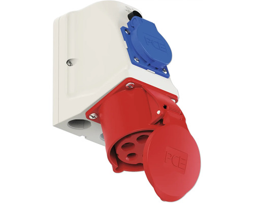 Prise PCE avec fiche rouge et bleue