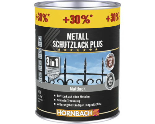 HORNBACH Metallschutzlack Plus matt schwarz 1 l Metall Schutzlack Dose für Rostschutz
