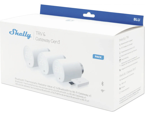 Shelly TRV et Gateway Gen3 pack avec vannes thermostatiques et passerelle WiFi