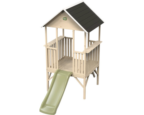 Holzspielhaus mit Rutsche für den Garten