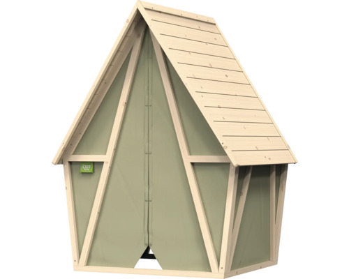 Cabane de jeu en bois avec porte en tissu