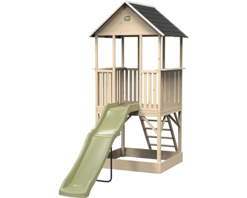 Tour de jeu en bois avec toboggan et échelle