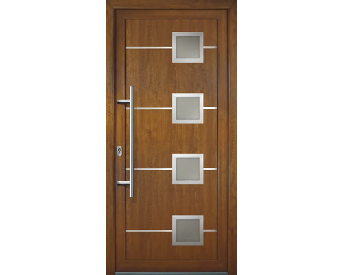Porte d'entrée Signum modèle 1 RC2 plastique goldenoak/goldenoak 104x211 cm tirant droit Porte d'entrée Signum modèle 1 RC2 plastique goldenoak/goldenoak 104x211 cm tirant droit