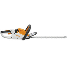 Logo STIHL. Taille-haie électrique avec lame de coupe.