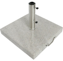 Quadratischer Sonnenschirmständer aus Granit mit Edelstahlrohr