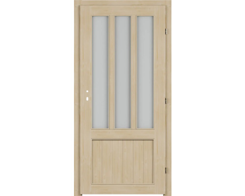 Porte en bois avec trois panneaux de verre