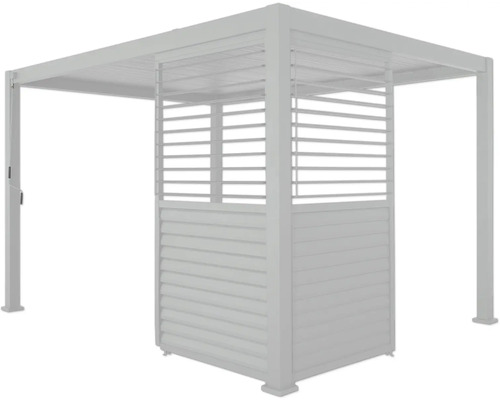 Construction de pavillon autoportante avec murs à lamelles et toit