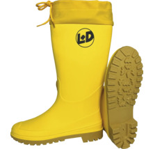 Botte en caoutchouc jaune avec fermeture de tige et semelle profilée