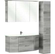 Badezimmerset mit Waschbeckenunterschrank, Spiegelschrank und Hochschrank