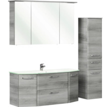 Badezimmermöbelset mit Waschtischunterschrank, Spiegelschrank und Hochschrank