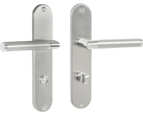 Ensemble de garniture de rénovation WC Lilja acier inoxydable bicolor Garnitures de porte en métal, ensemble de poignées de porte avec plaque longue