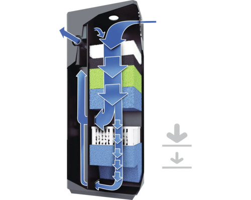 Filtre d''aquarium avec diagramme de flux