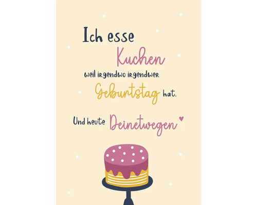 Grußkarte Happy Days Ich esse Kuchen 12,5x17,5 cm