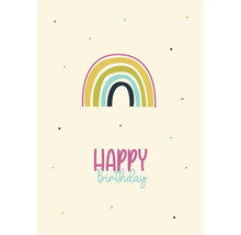 Geburtstagskarte mit Regenbogen und der Aufschrift Happy Birthday