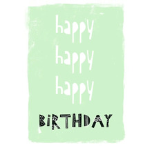 Illustrierte Geburtstagskarte mit dem Schriftzug Happy Birthday