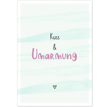 Grußkarte mit der Aufschrift Kuss und Umarmung