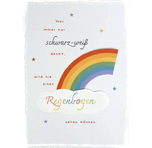 Dekorative Karte mit Regenbogen und Spruch