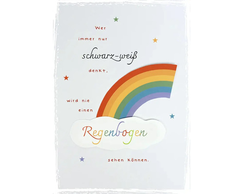 Dekorative Karte mit Regenbogen und Spruch